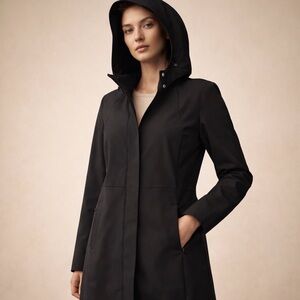 Design Collective Women's Black Hooded Shell Jacket Water-Resistant Coat Size XS